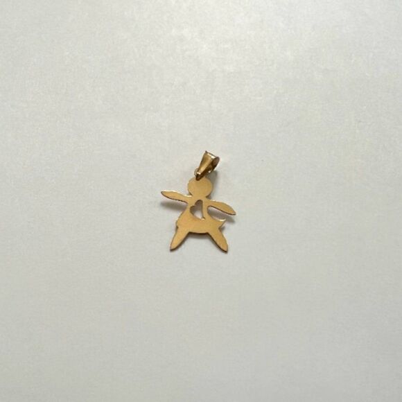 14k Solid Gold Little Girl Charm Pendant - Minimalist Jewelry Gift for Sister | - Picture 5 of 10